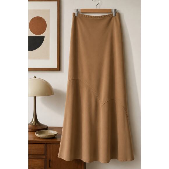 Degow Dresses & Skirts - Vintage Degow Designs Camel Maxi Skirt Minimal Slip Bias Cut ✨